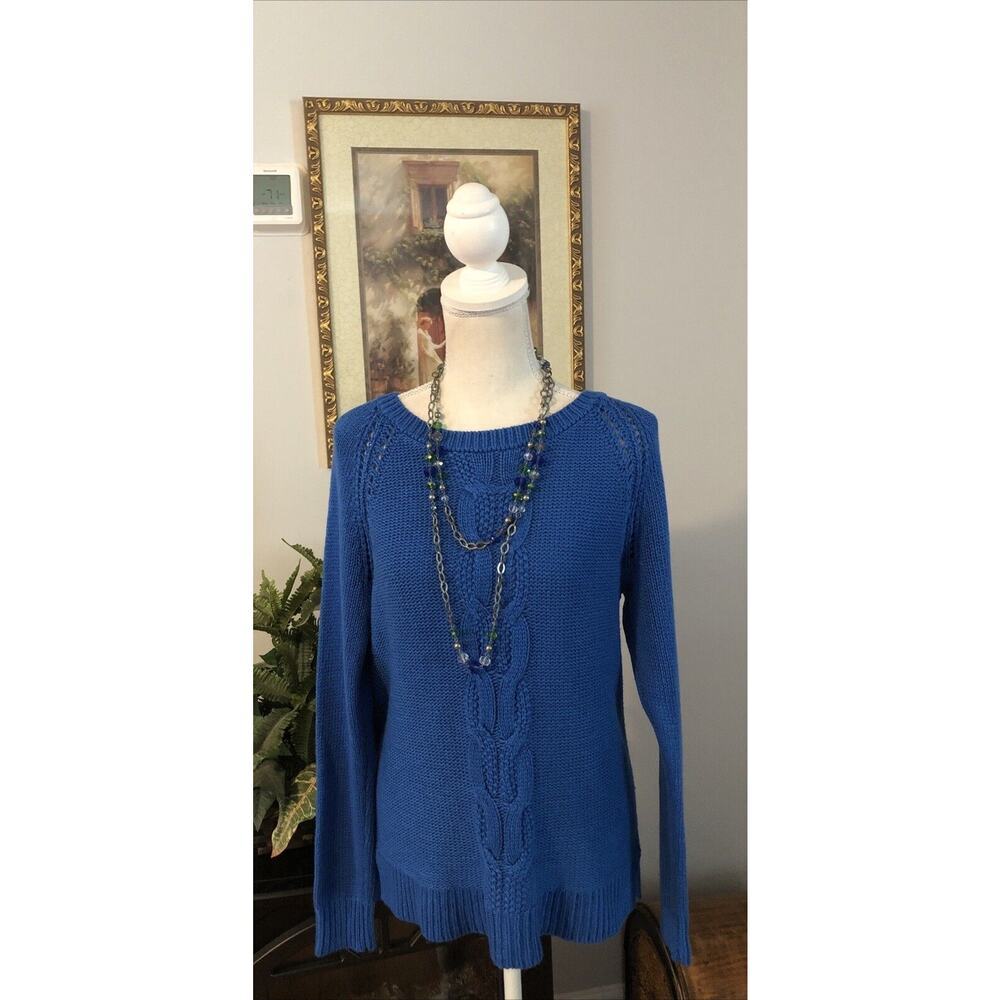APT9 Large Blue Knit Sweater Long Sleeves Pullover Round Neckline